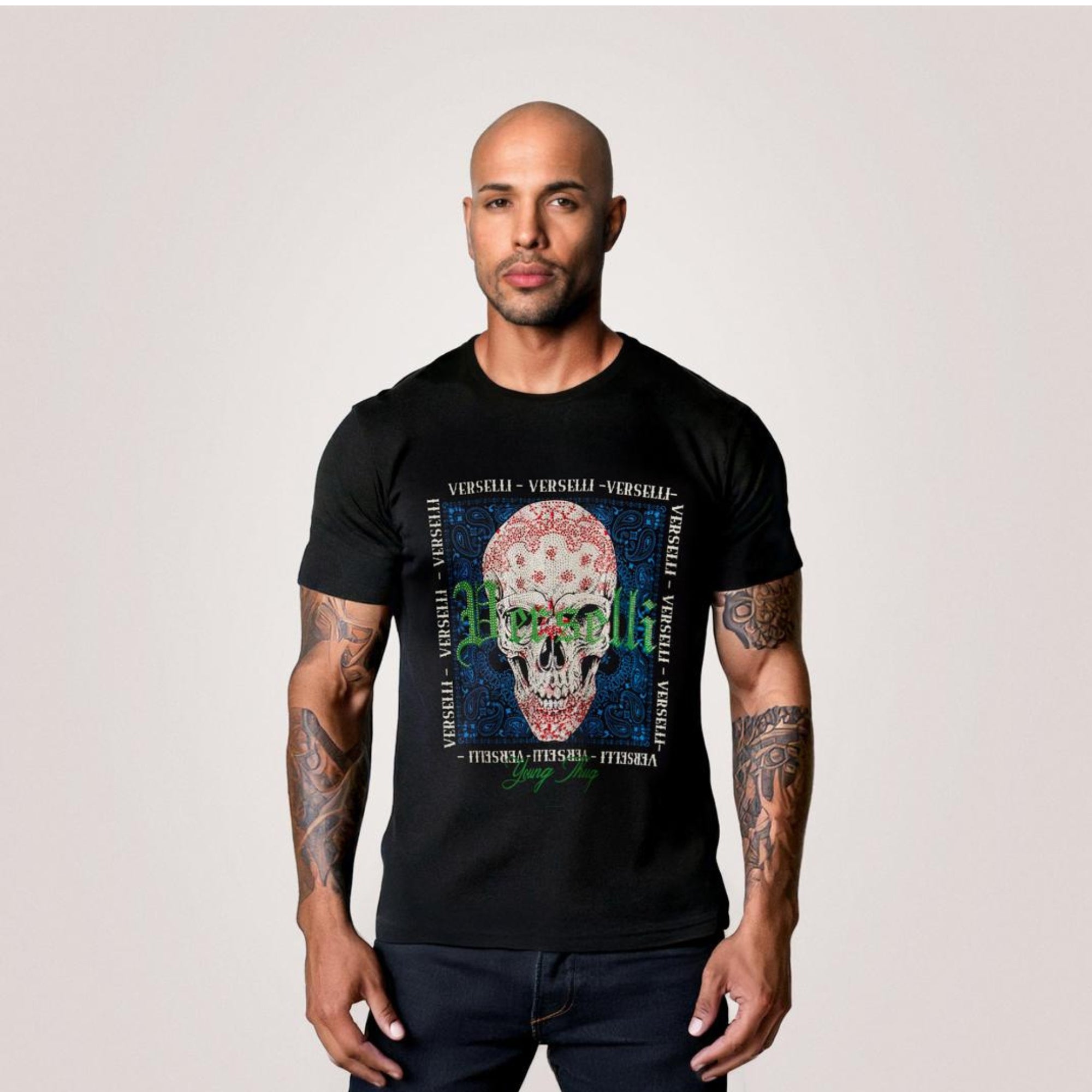 Men's Skull Graphic Black Tee-2504
